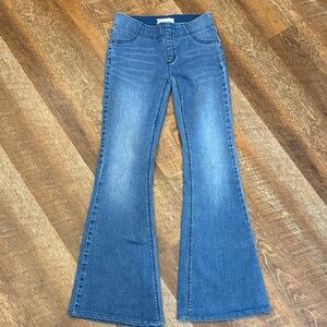 Free People Pull-On Flare Jeans Size 25 Boho Bell Bottom Stretch Denim